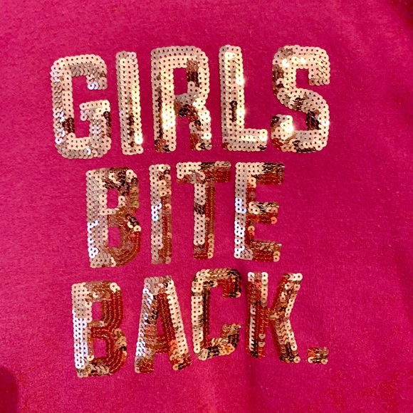 Rue21 Hot Pink Hoodie Sz L Sequin Gold Lettering - Picture 3 of 7